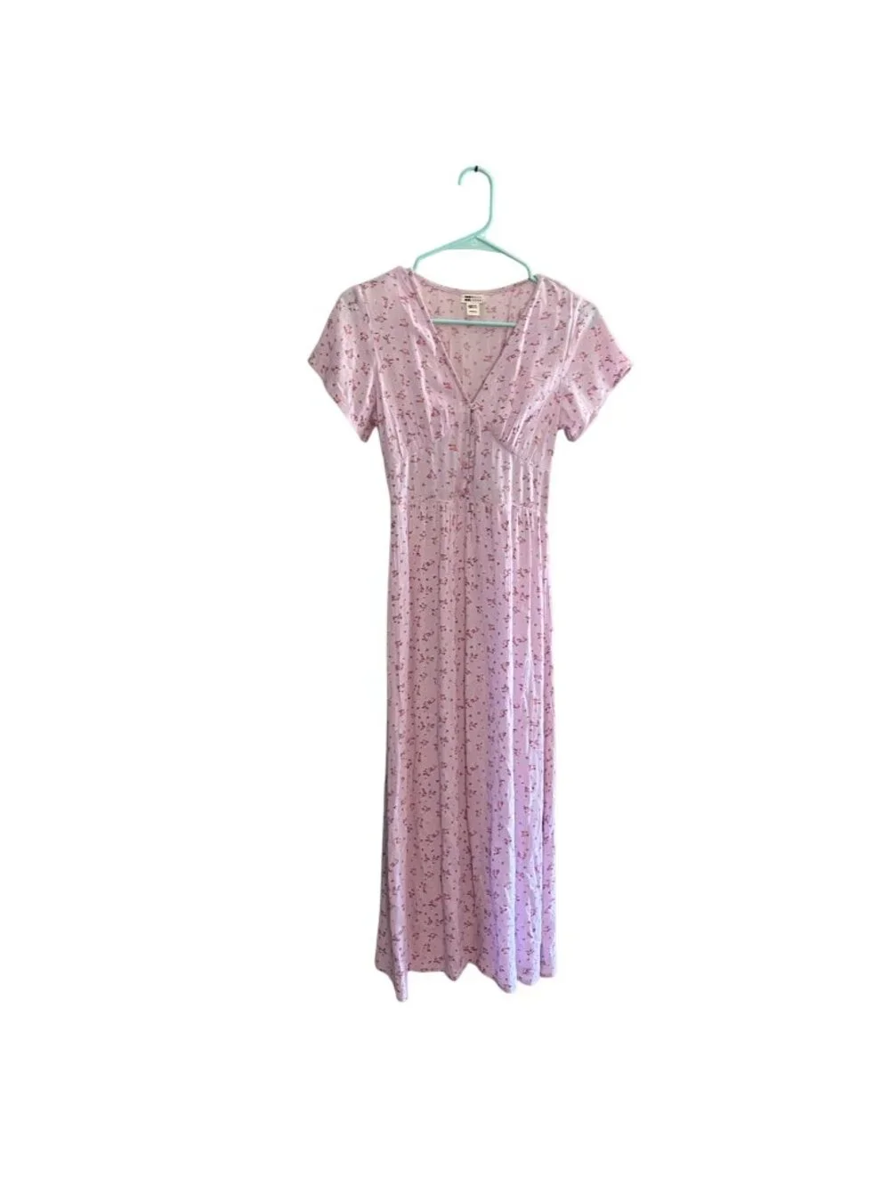 Billabong Womens Floral V-Neck babydoll Midi/Maxi Dress XS Pink lightweight - Picture 4 of 14